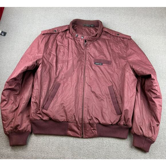 Members Only Other - Vintage Members Only Bomber Jacket Mens 44 Crimson Red Cafe Racer Full Zip 80s